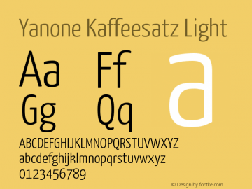 Yanone Kaffeesatz Light Version 1.003图片样张