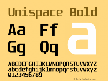 Unispace Bold Version 4.001 Font Sample