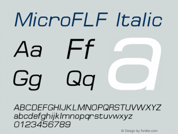 MicroFLF Italic Version 001.000 Font Sample