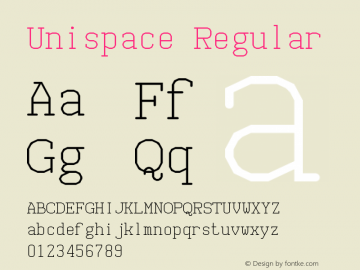 Unispace Regular Version 1.0 Font Sample
