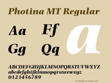 Photina MT Regular 001.003 Font Sample