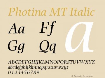 Photina MT Italic Version 1.00图片样张