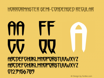 Horrormaster Semi-condensed Regular Unknown Font Sample