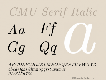 CMU Serif Italic Version 0.7.0 Font Sample