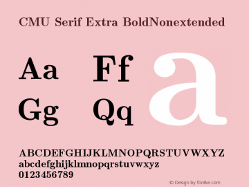 CMU Serif Extra BoldNonextended Version 0.5.0 Font Sample