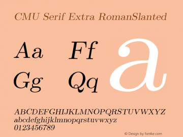 CMU Serif Extra RomanSlanted Version 0.5.0 Font Sample
