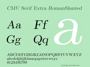 CMU Serif Extra RomanSlanted Version 0.6.1 Font Sample