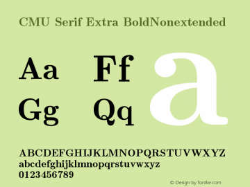 CMU Serif Extra BoldNonextended Version 0.6.2 Font Sample