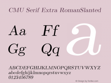 CMU Serif Extra RomanSlanted Version 0.6.2 Font Sample