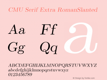 CMU Serif Extra RomanSlanted Version 0.6.3 Font Sample