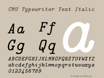 CMU Typewriter Text Italic Version 0.5.0 Font Sample