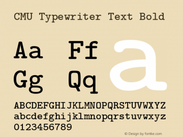CMU Typewriter Text Bold Version 0.5.0 Font Sample