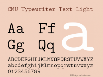 CMU Typewriter Text Light Version 0.5.0 Font Sample