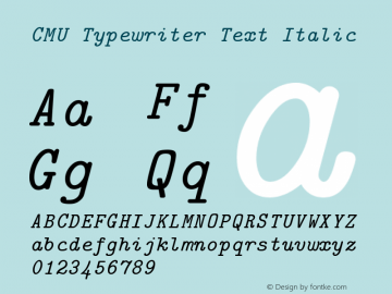 CMU Typewriter Text Italic Version 0.6.0 Font Sample