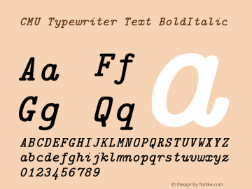 CMU Typewriter Text BoldItalic Version 0.6.0 Font Sample