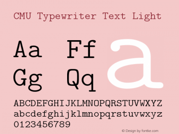 CMU Typewriter Text Light Version 0.6.0 Font Sample