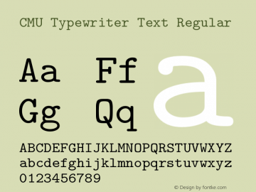 CMU Typewriter Text Regular Version 0.6.1 Font Sample