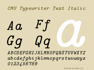CMU Typewriter Text Italic Version 0.6.1 Font Sample