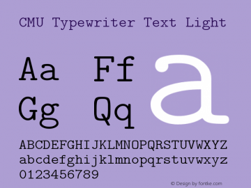 CMU Typewriter Text Light Version 0.6.1 Font Sample
