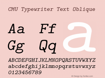 CMU Typewriter Text Oblique Version 0.6.2 Font Sample