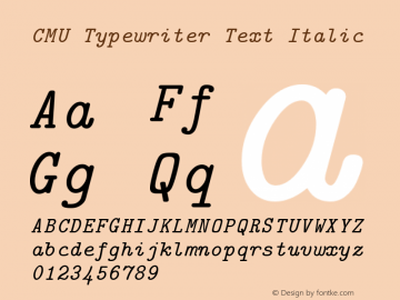 CMU Typewriter Text Italic Version 0.6.2 Font Sample