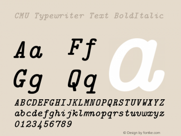 CMU Typewriter Text BoldItalic Version 0.6.2 Font Sample