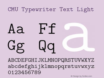 CMU Typewriter Text Light Version 0.6.2图片样张