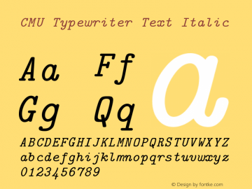 CMU Typewriter Text Italic Version 0.6.3 Font Sample