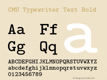 CMU Typewriter Text Bold Version 0.6.3 Font Sample