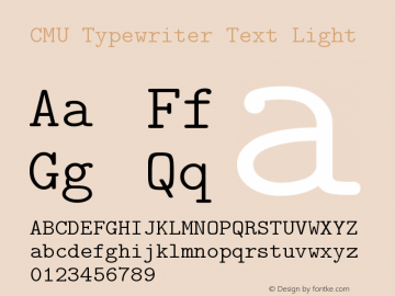 CMU Typewriter Text Light Version 0.6.3 Font Sample