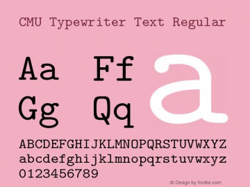 CMU Typewriter Text Regular Version 0.6.3a Font Sample