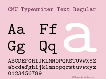 CMU Typewriter Text Regular Version 0.7.0 Font Sample
