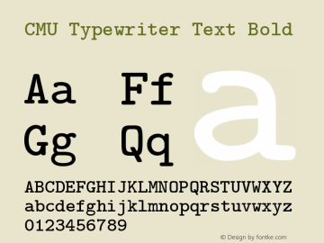 CMU Typewriter Text Bold Version 0.7.0 Font Sample