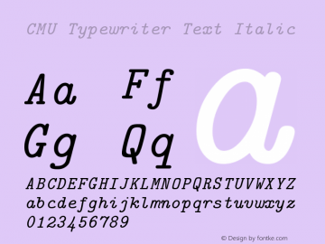 CMU Typewriter Text Italic Version 0.7.0 Font Sample