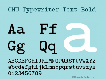 CMU Typewriter Text Bold Version 0.7.0 Font Sample