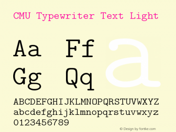 CMU Typewriter Text Light Version 0.7.0 Font Sample