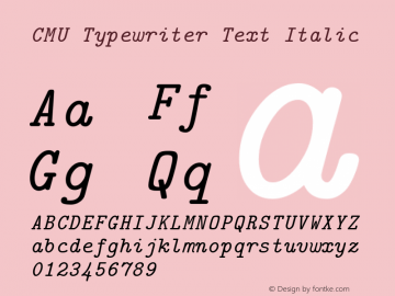 CMU Typewriter Text Italic Version 0.7.0 Font Sample
