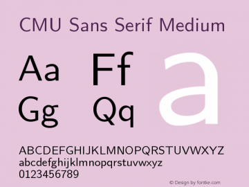 CMU Sans Serif Medium Version 0.5.0 Font Sample