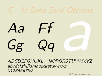 CMU Sans Serif Oblique Version 0.6.0 Font Sample