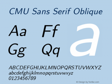 CMU Sans Serif Oblique Version 0.7.0 Font Sample