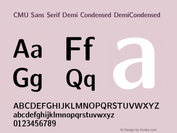CMU Sans Serif Demi Condensed DemiCondensed Version 0.6.0 Font Sample