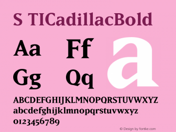 S TICadillacBold Version 001.000 Font Sample