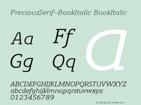 PreciousSerif-BookItalic BookItalic Version 001.000图片样张