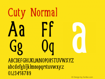 Cuty Normal Version 001.000 Font Sample