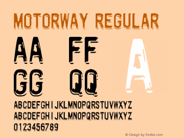 Motorway Regular Version 1.0 Font Sample