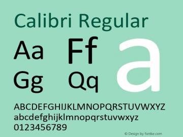 Calibri Regular Version 1.02 Font Sample