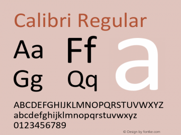 Calibri Regular Version 6.12 Font Sample