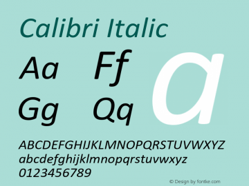 Calibri Italic Version 6.13 Font Sample