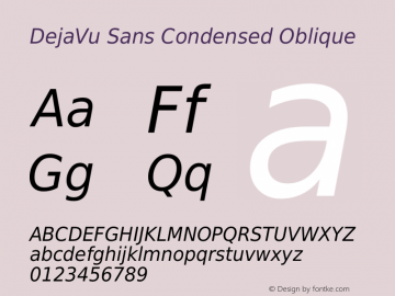 DejaVu Sans Condensed Oblique Version 2.34 Font Sample
