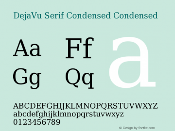 DejaVu Serif Condensed Condensed Version 2.34 Font Sample